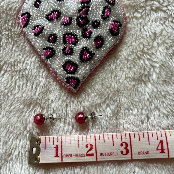 Pink Murano Glass and Sterling Silver Stud Earrings - Picture 2 of 4